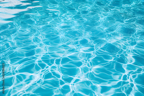High detailed Close-up of blue water in the pool. Side view. Copy space.Bokeh light ripple background in the pool for walllpaper, background and design art work