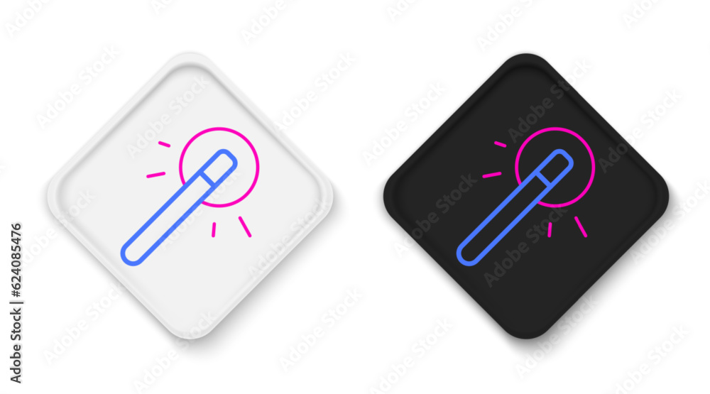 Line Magic wand icon isolated on white background. Star shape magic accessory. Magical power. Happy Halloween party. Colorful outline concept. Vector Line Magic wand icon isolated on white background. Star shape magic accessory. Magical power. Happy Halloween party. Colorful outline concept. Vector