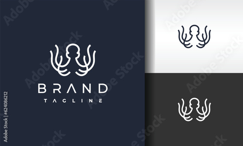 simple outline octopus logo