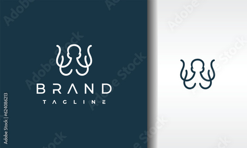 simple outline octopus logo