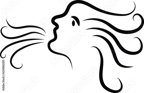 woman blowing air vector