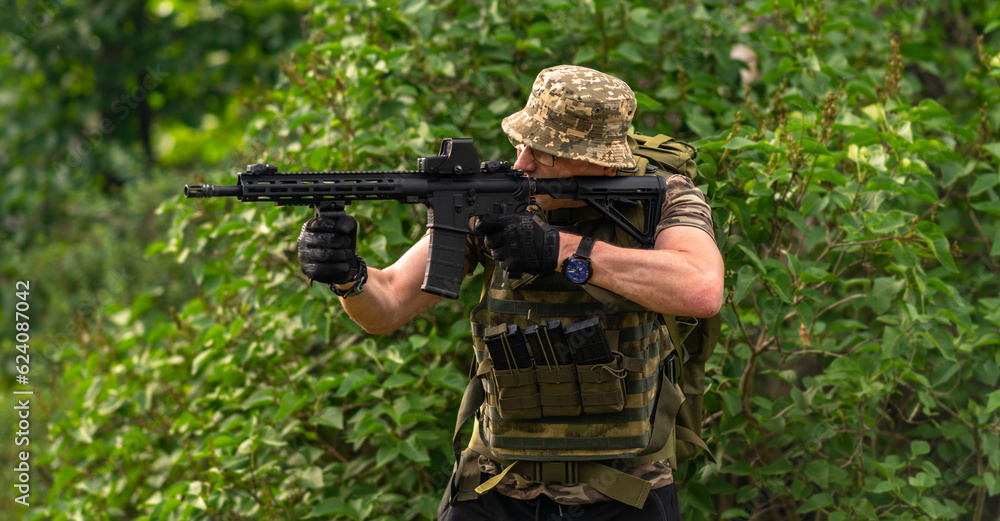 Soldier or mercenary training to shoot