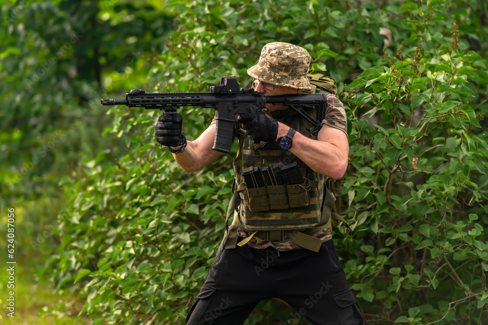 Lightly armed fighter with a rifle