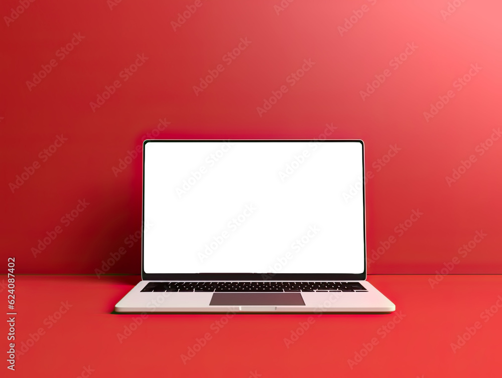 laptop mockup with blank screen isolated on red background.for Product marketing,E-commerce websites.transparent background ,AI Generative.
laptop mockup with blank screen isolated on red background.for Product marketing,E-commerce websites.transparent background ,AI Generative.