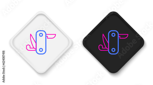 Line Swiss army knife icon isolated on white background. Multi-tool, multipurpose penknife. Multifunctional tool. Colorful outline concept. Vector