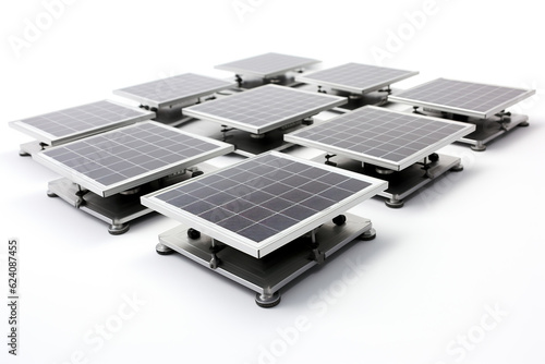 solar panels on a rooftop  sunlight for renewable energy for sustainable living  isolated on a white background