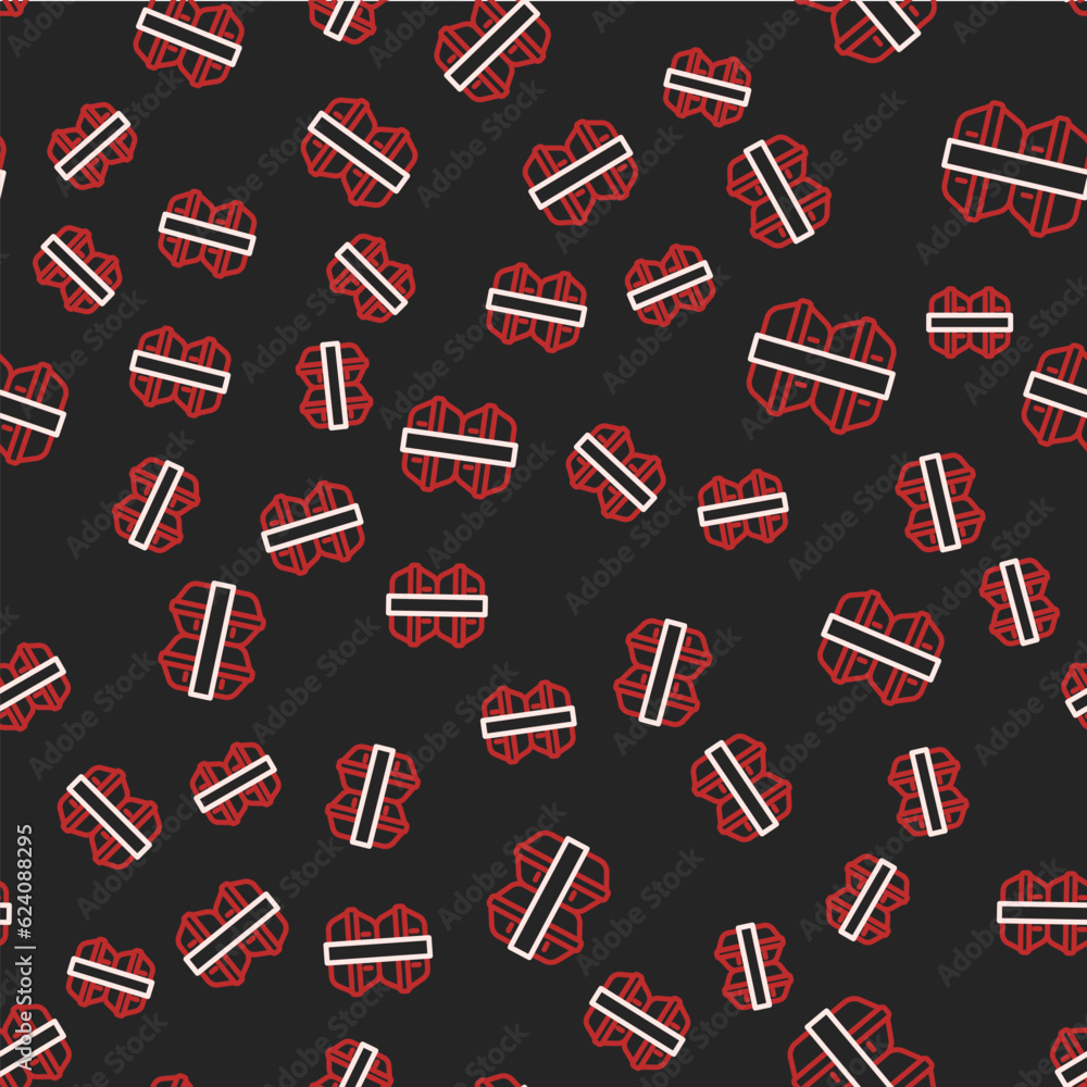 Line Lunch box icon isolated seamless pattern on black background. Vector Line Lunch box icon isolated seamless pattern on black background. Vector