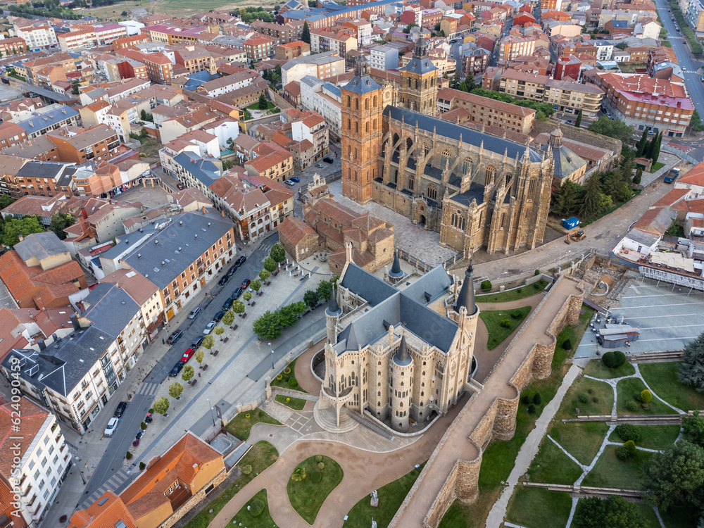 Castilian Charm - Unveiling the Cathedral and Episcopal Palace of Astorga during Summer in Spain