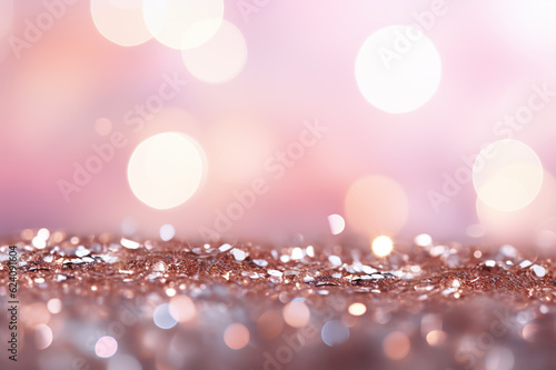 Vintage Elegance: Silver and Pink Glitter Lights Background with a Dreamy Blur. created with Generative AI