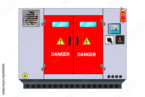 Diesel generator. Generator set. Vector graphics. 