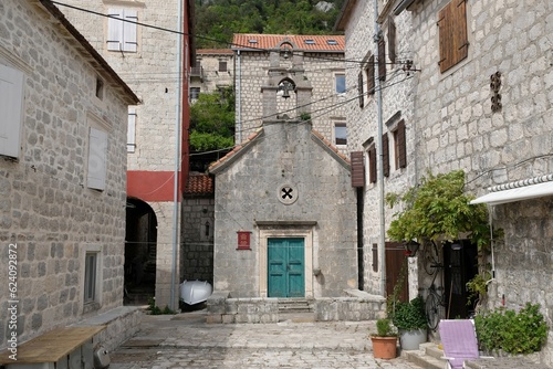 Fototapeta Naklejka Na Ścianę i Meble -  Beautiful town of Perast by Bay of Kotor in Montenegro. Perast is historic city on the Unesco list.	