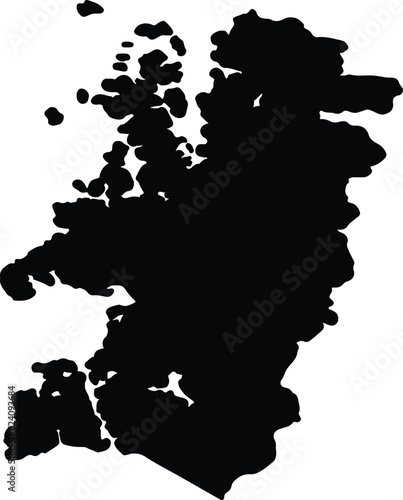 Silhouette map of Aisén del General Carlos Ibáñez del Campo Chile with transparent background.