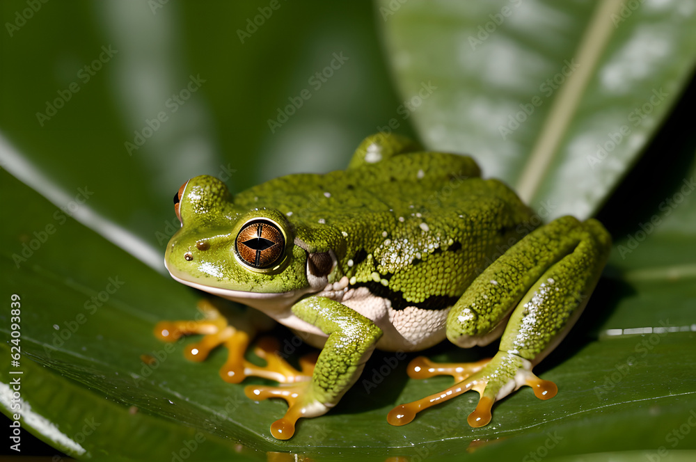 green frog on a leaf