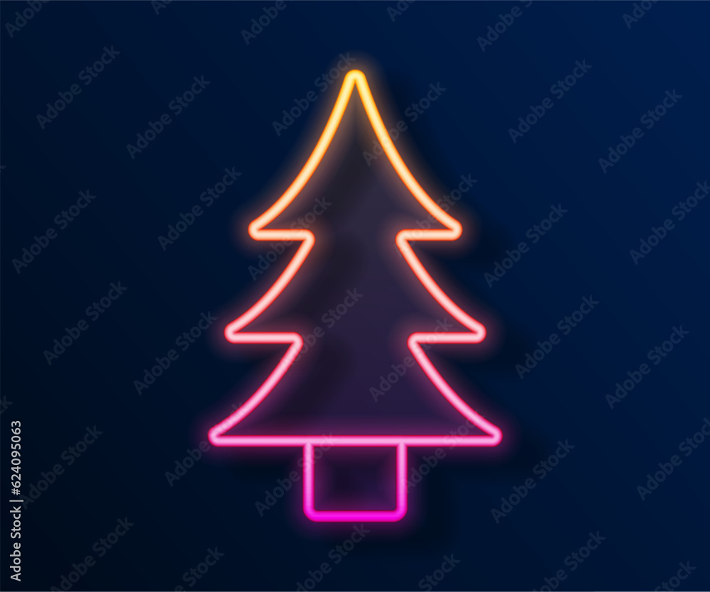 Glowing neon line Tree icon isolated on black background. Forest symbol. Vector Glowing neon line Tree icon isolated on black background. Forest symbol. Vector