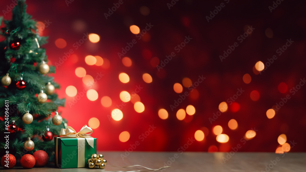 Weihnachtsbaum geschmückt mit Geschenken und Glitzerhintergund als Weihnachtsbaum geschmückt mit Geschenken und Glitzerhintergund als