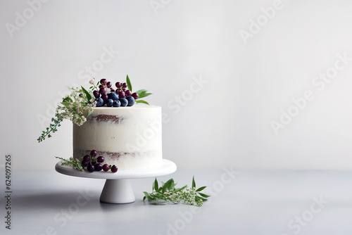 Simple wedding cake with berries