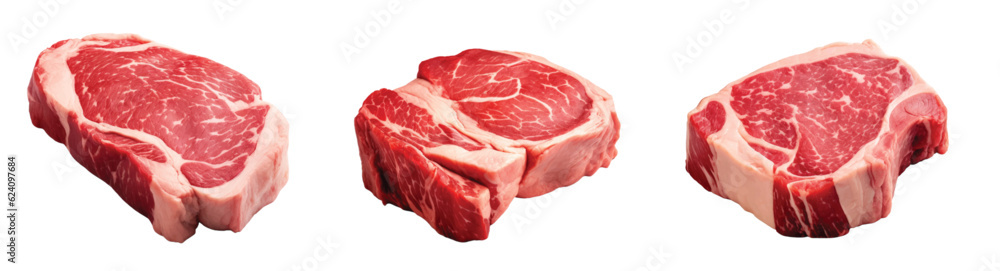 Raw beef stake vector set