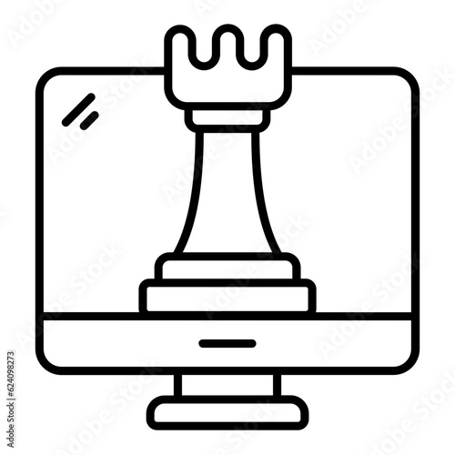 Online Chess Line Icon