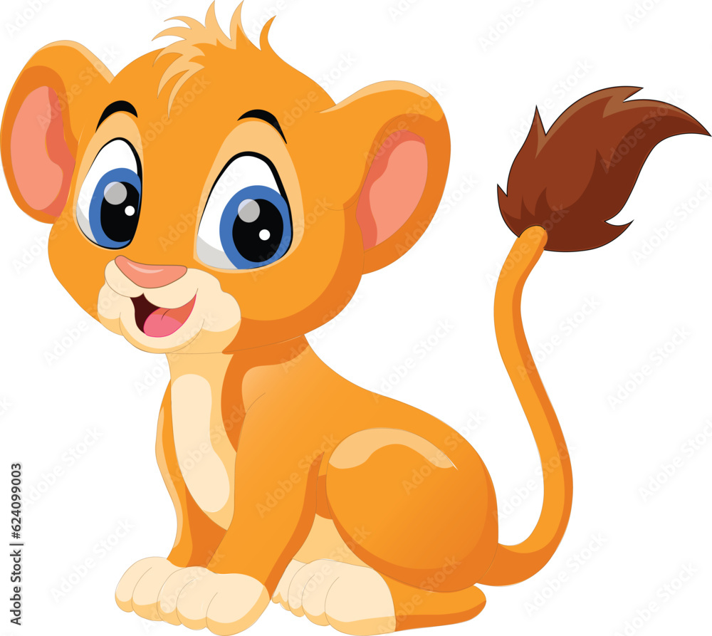 Obraz premium Cub Baby Lion Cartoon Vector