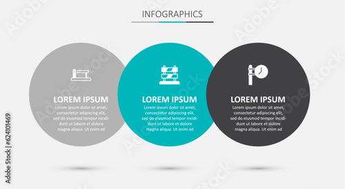 Set End of railway tracks, Railway barrier and Train station clock. Business infographic template. Vector
