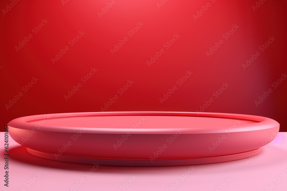 Pink rounded stand on pink background, in the style of vibrant stage backdrops. AI generated Pink rounded stand on pink background, in the style of vibrant stage backdrops. AI generated