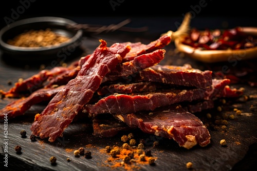 Savory Beef Jerky with a Perfect Blend of Spices. Dry and Delicious Meat Snack That's Sure to Please: Generative AI