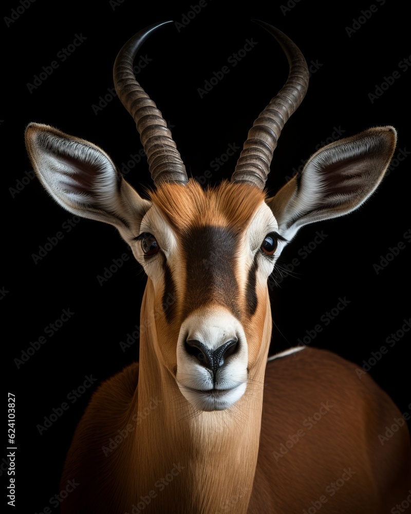 Antelope. Awesome animal. Close-up shot. AI generated.