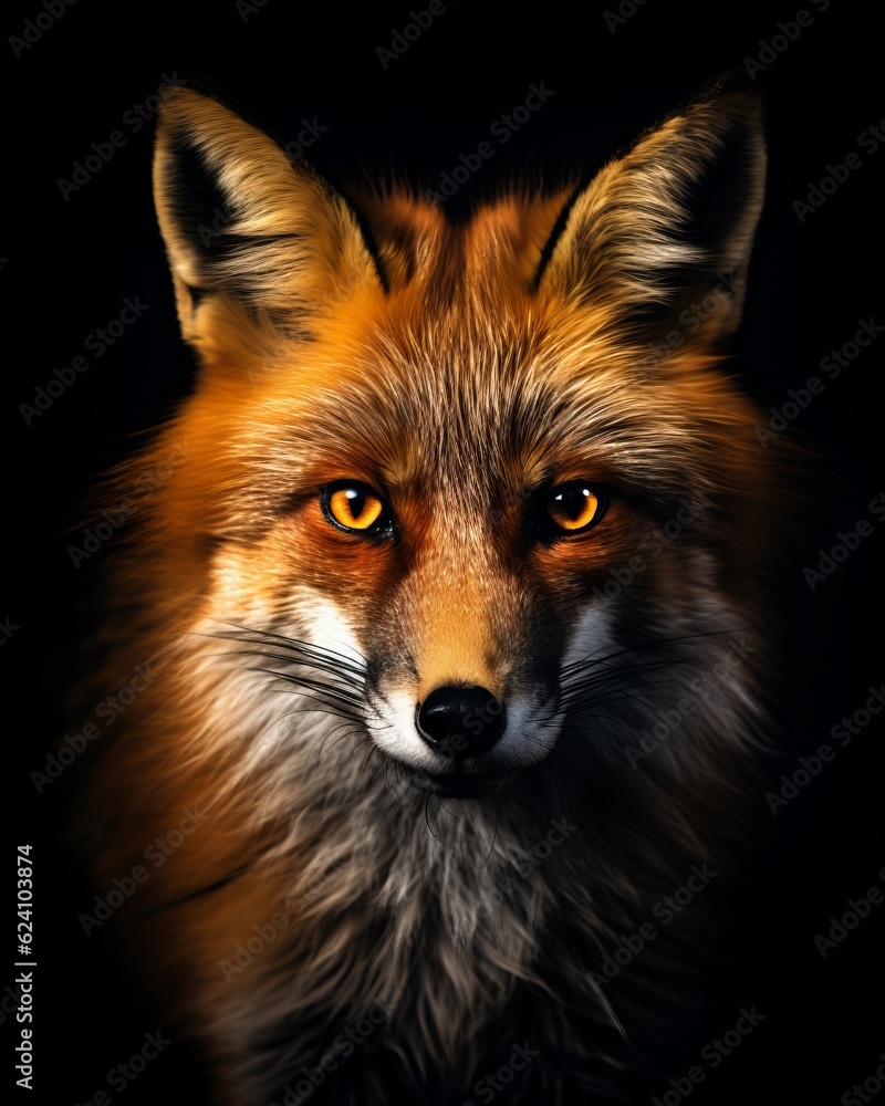 Fox. Awesome animal. Close-up shot. AI generated. Fox. Awesome animal. Close-up shot. AI generated.