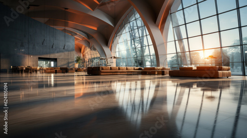 Epoxy and waxed floor in modern open space office