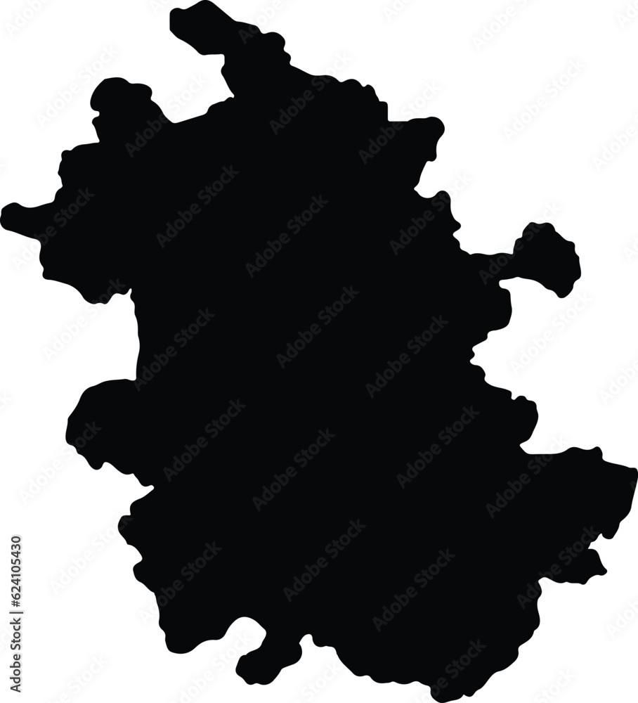 Silhouette map of Anhui China with transparent background.