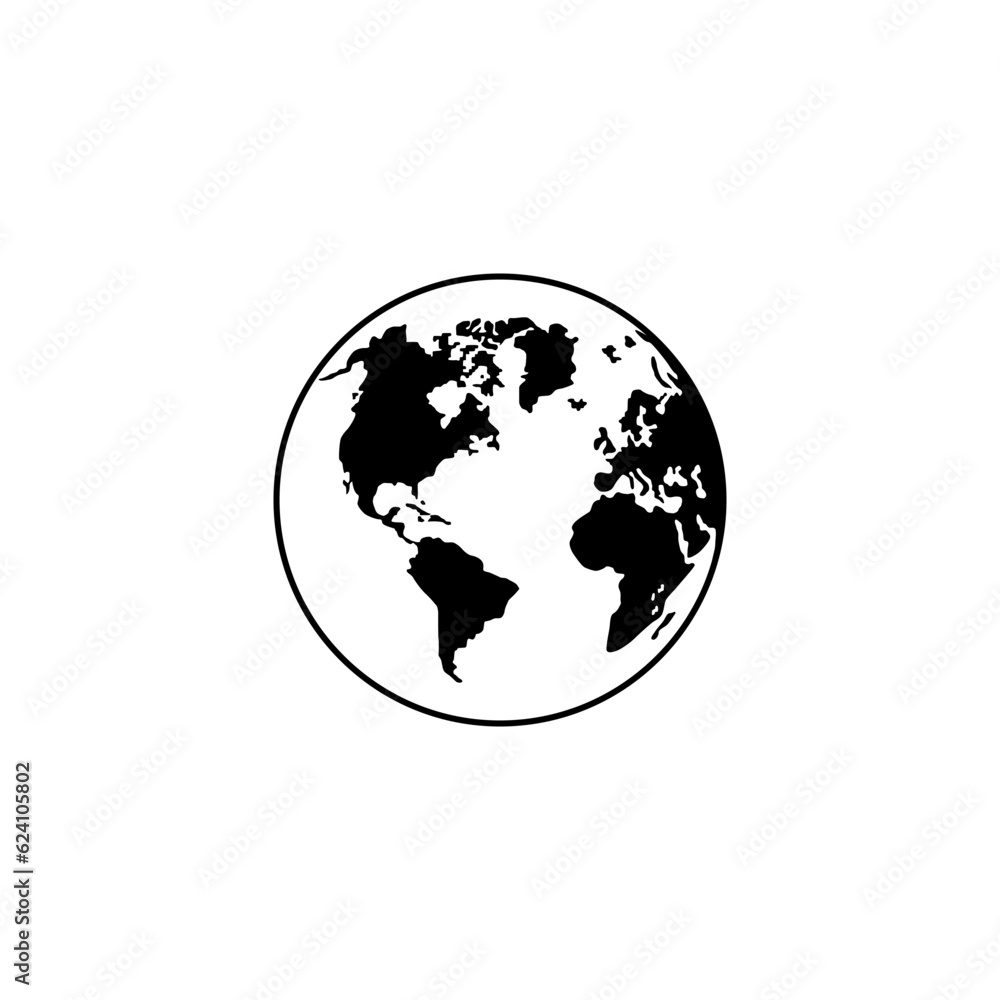 World Map on Globe Silhouette for for Icon, Symbol, App, Website, Pictogram, Logo Type, Art Illustration or Graphic Design Element. Vector Illustration World Map on Globe Silhouette for for Icon, Symbol, App, Website, Pictogram, Logo Type, Art Illustration or Graphic Design Element. Vector Illustration