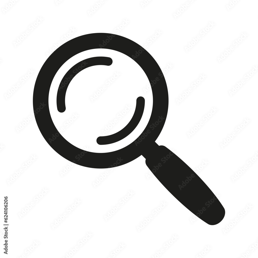 Magnifying glass icon, magnifier or loupe sign. Magnifying glass icon, magnifier or loupe sign.