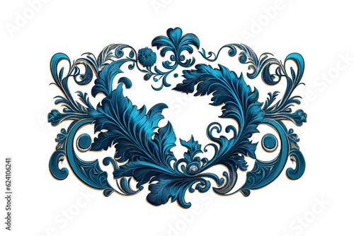 Vintage spring flower summer blue scroll Baroque. Vector illustration desing.