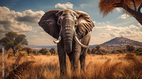 Big Elephant on the plains of the Africa AI generated image