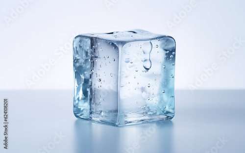 Ice cube on white background. Generative AI photo