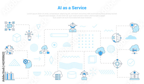 aiaas artificial intelligence as a service concept with icon set template banner with modern blue color style