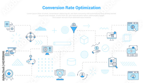 cro conversion rate optimization concept with icon set template banner with modern blue color style