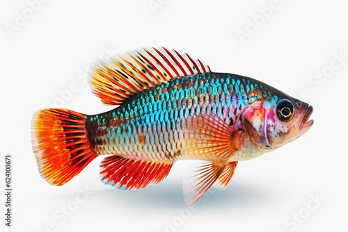 Vibrant AI generator illustration of colorful fish isolated on white background