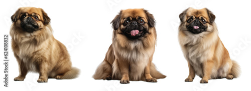 Fototapeta Naklejka Na Ścianę i Meble -  Pekingese Dog full body vector setPekingese Dog full body vector set