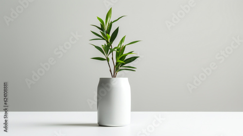plant in a vase on a white wall