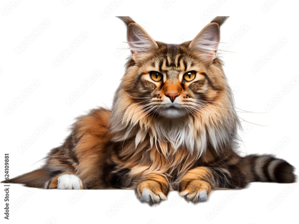Majestic Maine Coon Cat with a Proud Stance - Transparent Background