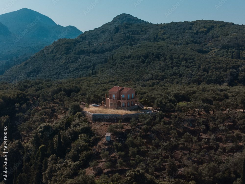 House on a hill in Corfu, Greece