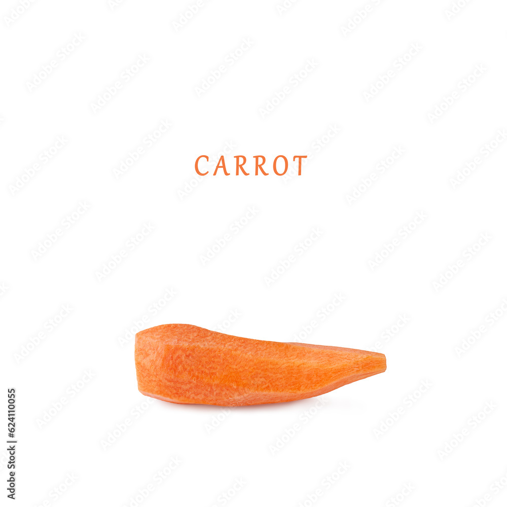 Peeled carrot. Ripe carrot. Carrots isolated on a white . Copy space Peeled carrot. Ripe carrot. Carrots isolated on a white . Copy space