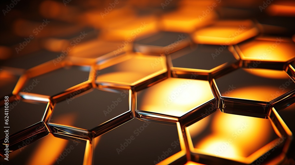 Modern hexagon honeycomb gold effect AI generated image Modern hexagon honeycomb gold effect AI generated image