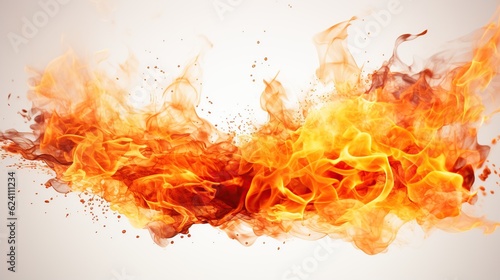 Hot Fire flames on white background AI generated image