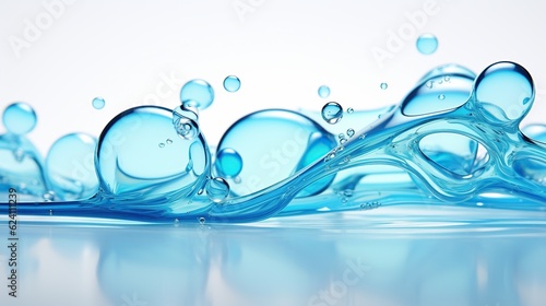 Beautiful transparent cosmetic blue gas bubbles water AI generated image