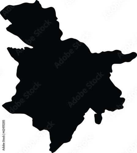Silhouette map of As-Sulaymaniyah Iraq with transparent background.