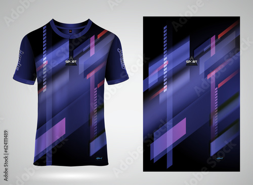 Geometric motion art sport jersey t-shirt. Jersey mockup. Sport pattern fabric textile.	