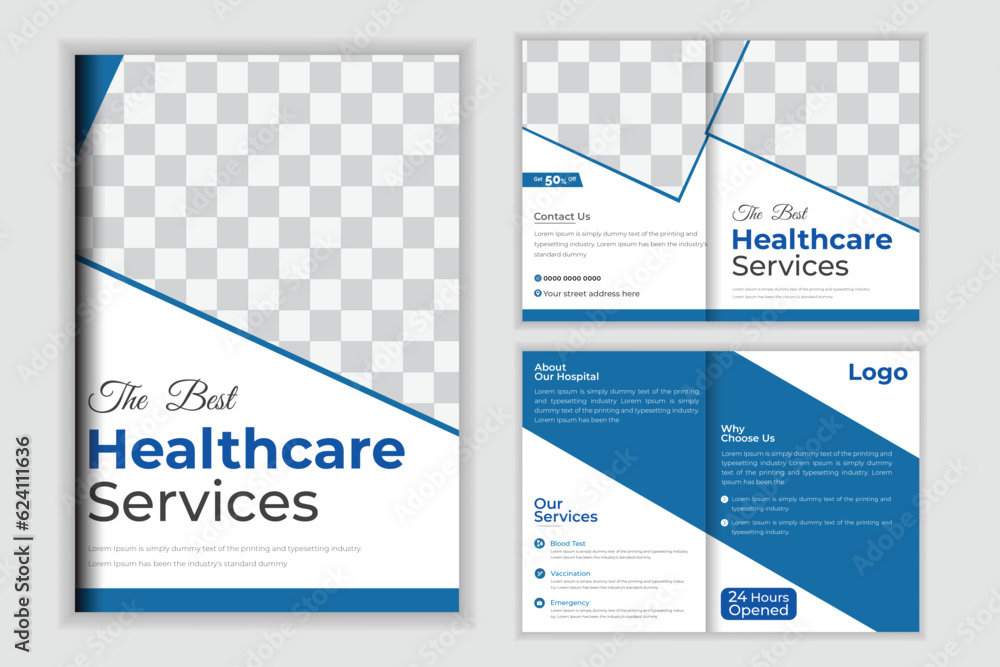 Medical Bi-Fold Brochure Design Template For Your Business