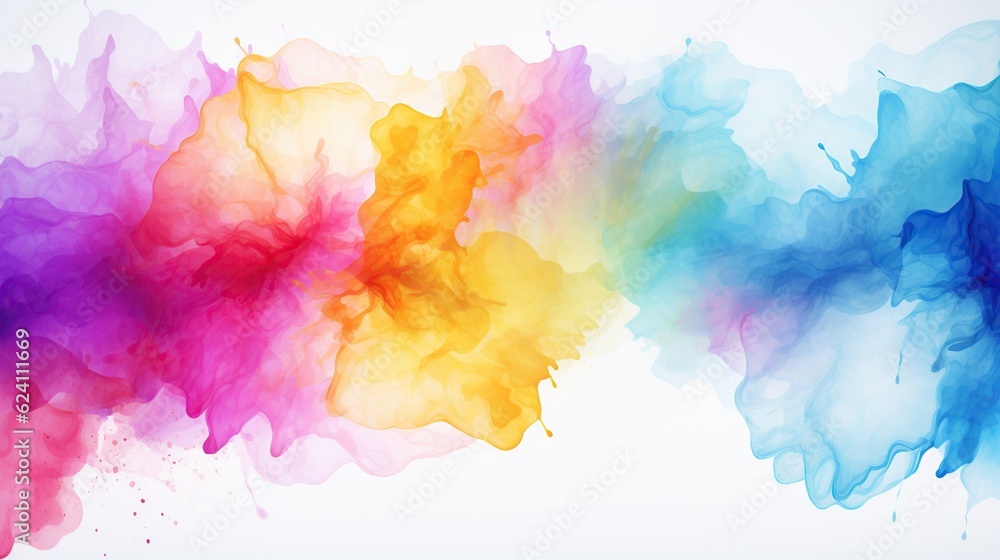 Colorful watercolor paint stain drips AI generated image